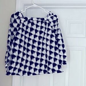 Girls’ Crewcuts square-neck blouse, size 14, white/navy hearts